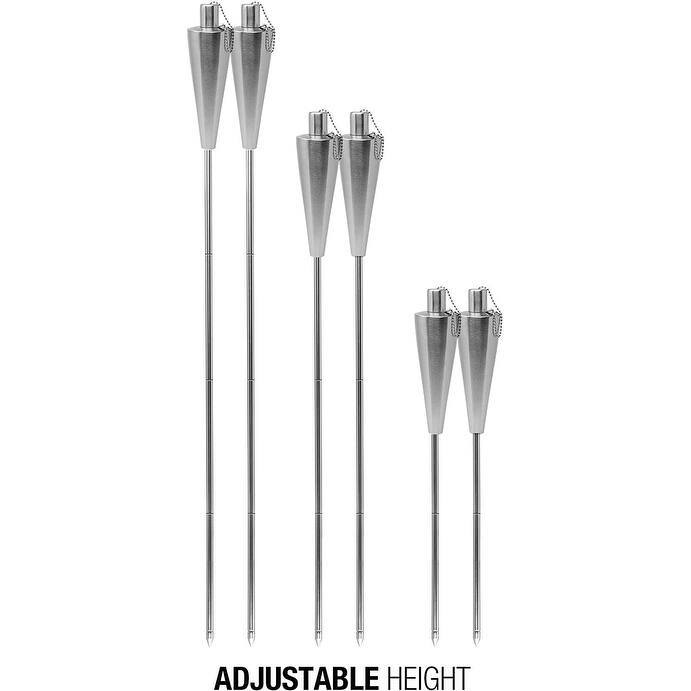 Matney Stainless Steel Torches - Includes Fiberglass Wick and Snuffer Cap, Set of 2 (11.3 oz)