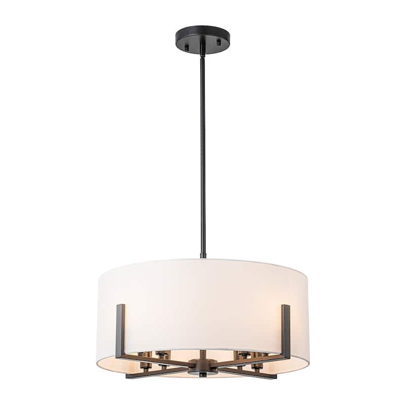 8-Light Semi-Flush Convertible To Pendant With White Drum Lampshade