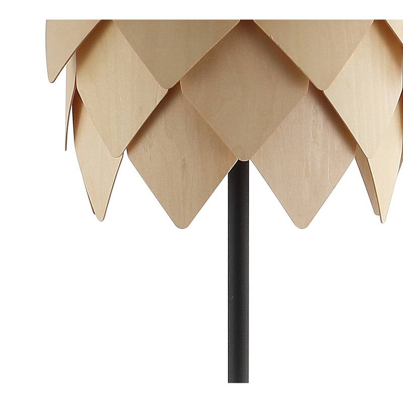 Colin 63" Pinecone Wood/Metal LED Floor Lamp, Natural/Black by JONATHAN Y