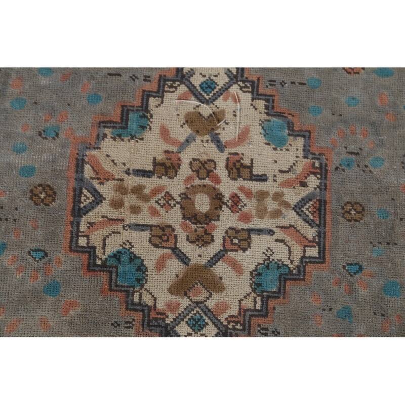 Blue Over-Dyed Tabriz Persian Vintage Rug Hand-Knotted Wool Carpet - 6'9"x 9'9"