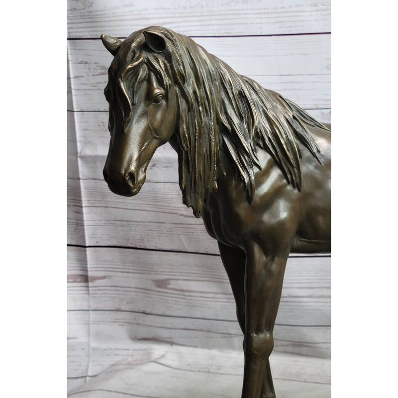 Bronze Metal Horse Mare Equestrian Decor Sculpture Statue Figure By Pj Mene On Marble Base