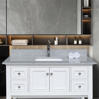 Modern 43 inches bathroom stone vanity top calacatta gray engineered ...