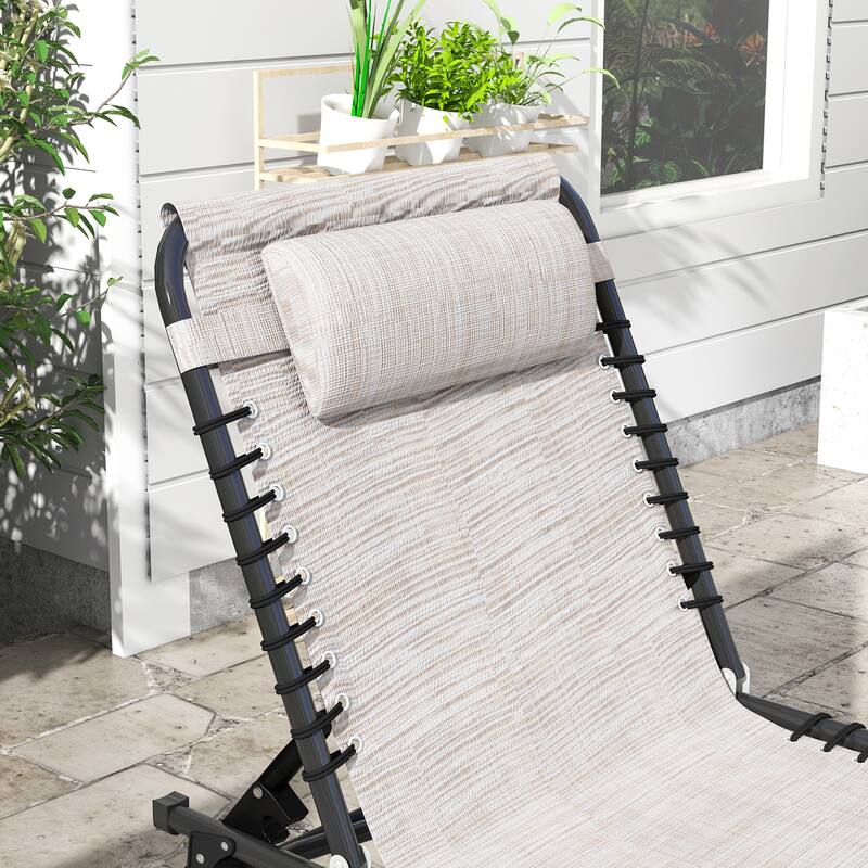 Outsunny 2 Folding Chaise Lounge Pool Chair Set, Patio Sun Tanning Chairs, Outdoor Lounge Chairs