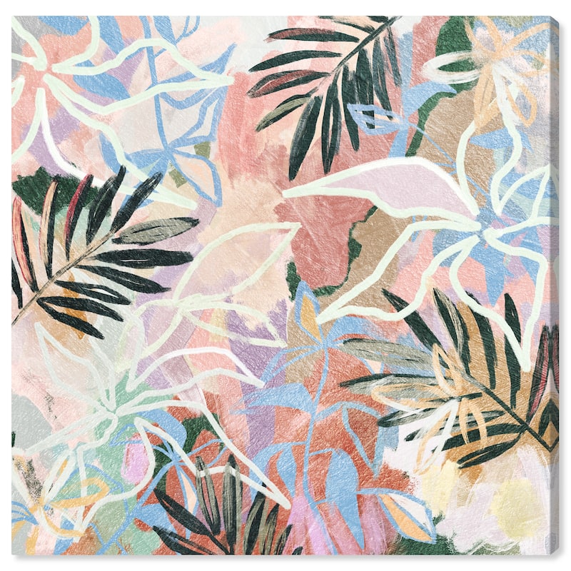 Wynwood Studio Canvas Floral and Botanical Palm Leaf Abstract Pink and Light Pink Modern & Contemporary Wall Art Canvas Print