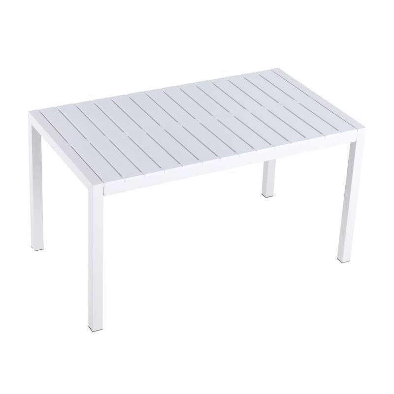 55 Inch White Modern Long Table - Indoor/Outdoor Multi-Purpose Dining Table, Patio Table, Garden Table