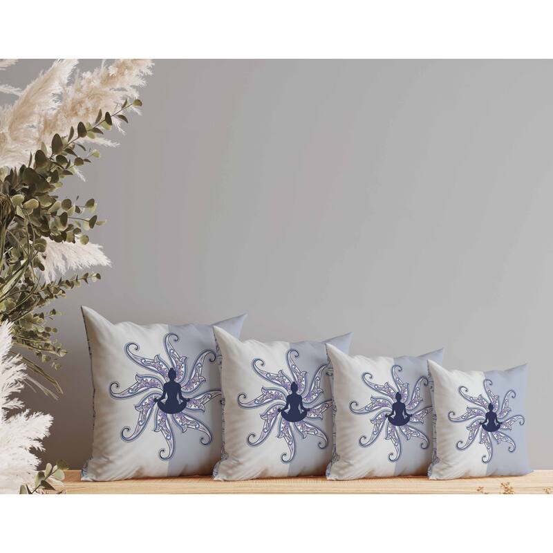 Mystic Silence Indoor/Outdoor Reversible Throw Pillow Blue and Platinum