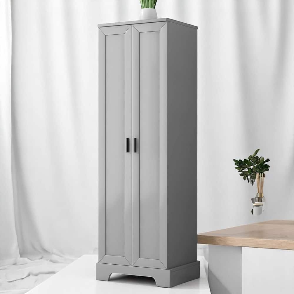Freestanding Storage Cabinet with Doors, 5-Tier Shelving & Adjustable Shelves, Tall MDF Unit for Bathroom or Pantry