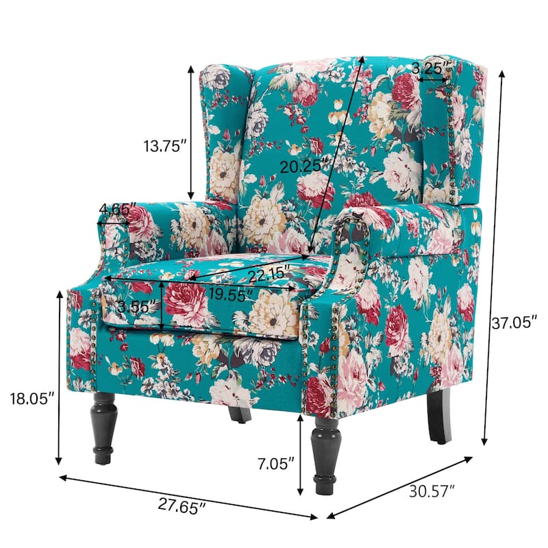 Set of 2 Patterned Upholstered Accent Chair for Living Room