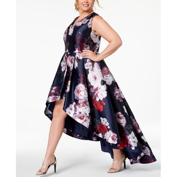 calvin klein floral high low dress