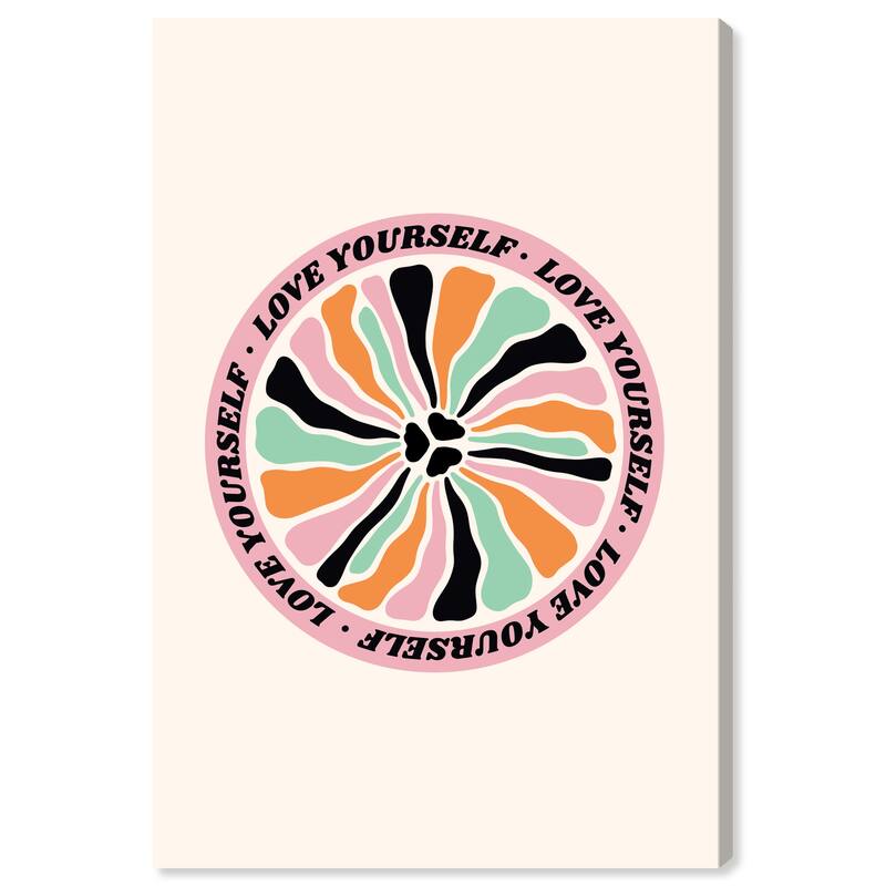 Wynwood Studio Canvas Typography and Quotes Flower Your Self Pink and Light Pink Modern & Contemporary Wall Art Canvas Print - 36 x 24