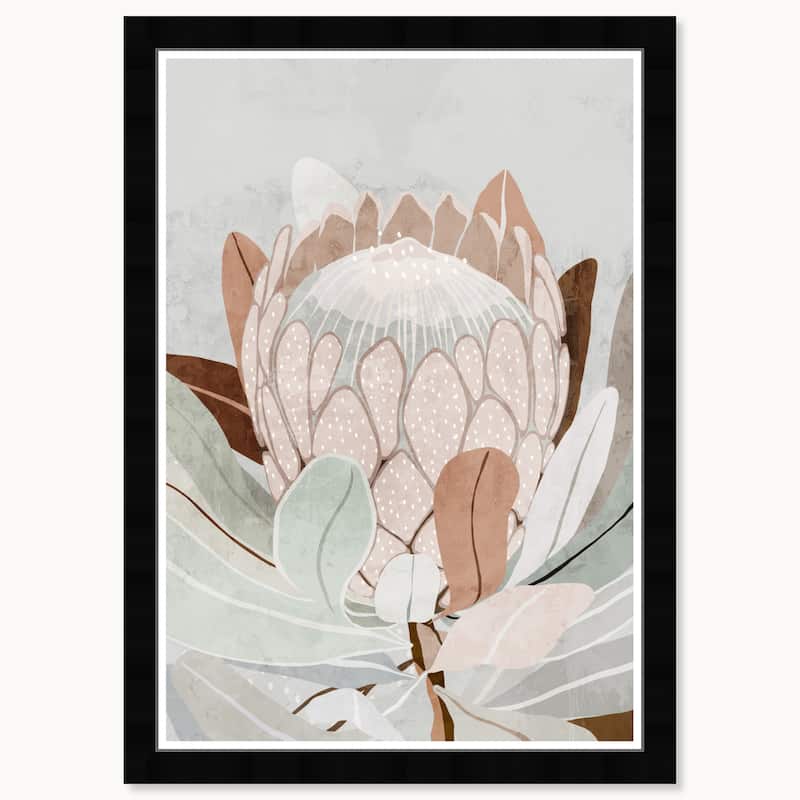 Wynwood Studio Blossoming Flora Framed Boho Floral 1 Piece Canvas Wall Art - 15 x 21 - Black