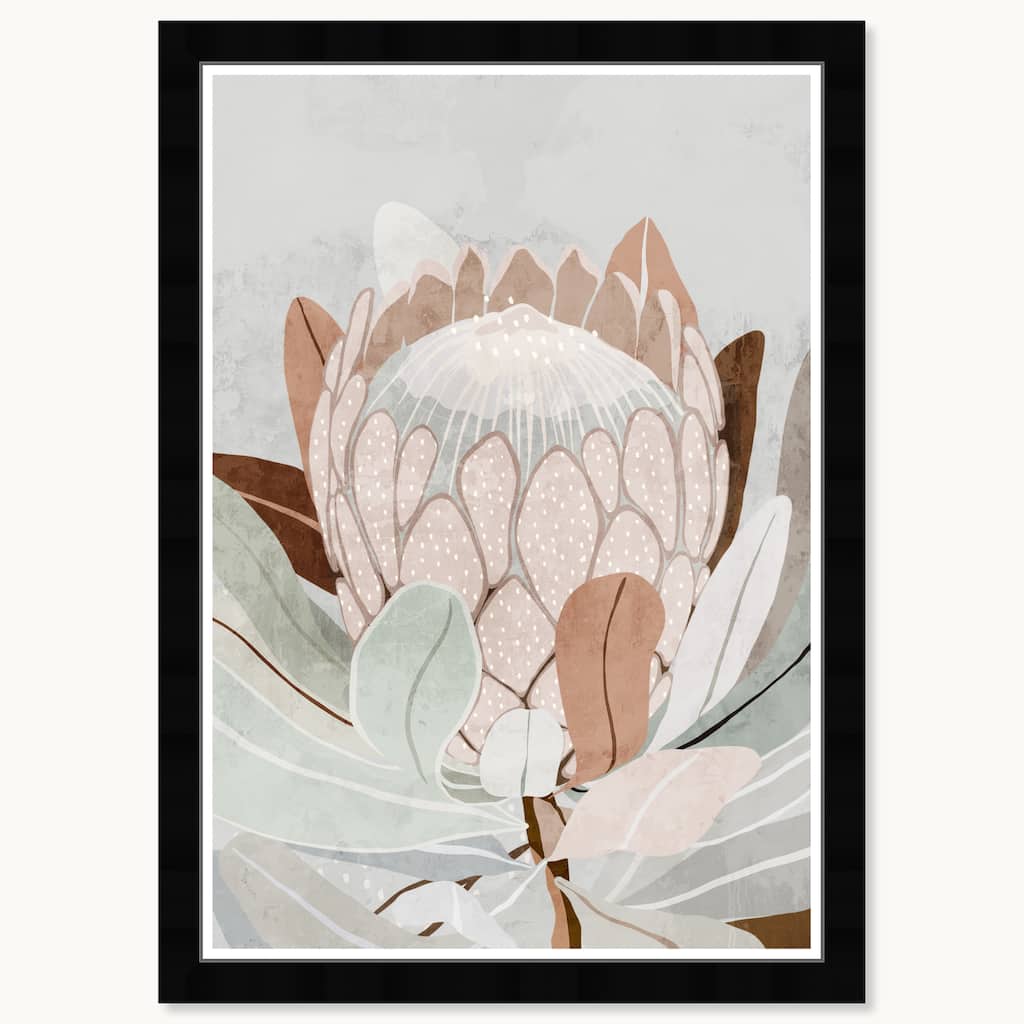 Wynwood Studio Blossoming Flora Framed Boho Floral 1 Piece Canvas Wall Art