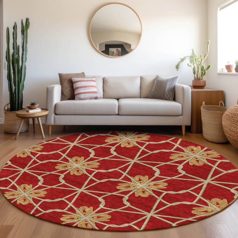 Premium Washable Super Soft Contemporary Tangle Mayfield Rug - Paprika - 8' x 8'