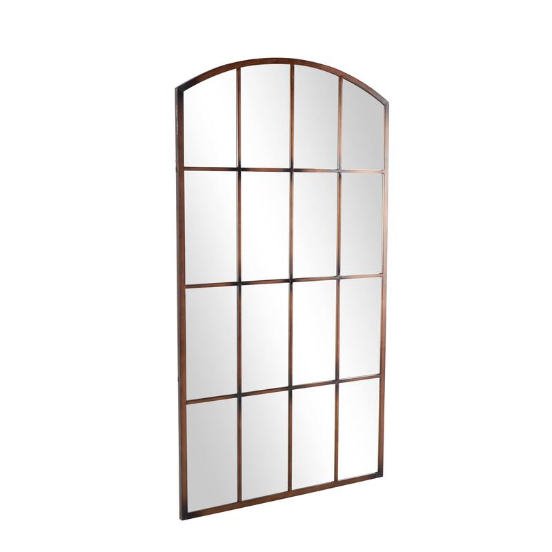 Metal Window Pane Inspired Grid Room Wall Mirror - Copper, Brown, Black - Roche River Decor