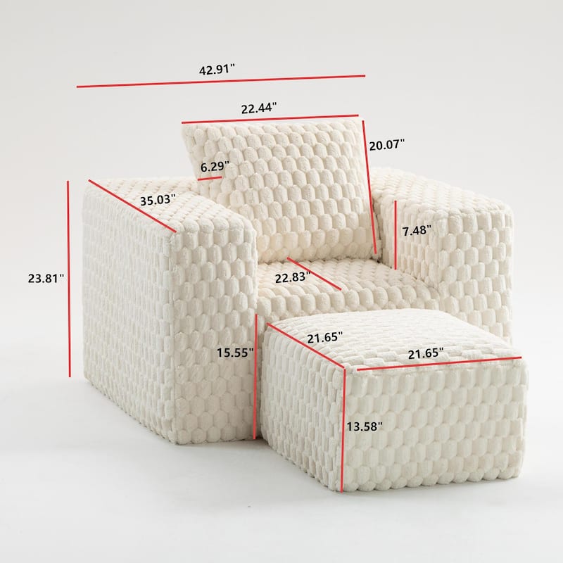 Luxurious Corduroy Fabric Lingge corduroy compression sofa with Ottoman
