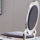 preview thumbnail 6 of 6, Gray Leather Dining Chairs Accent Chairs with Oval Backrest Set of 2