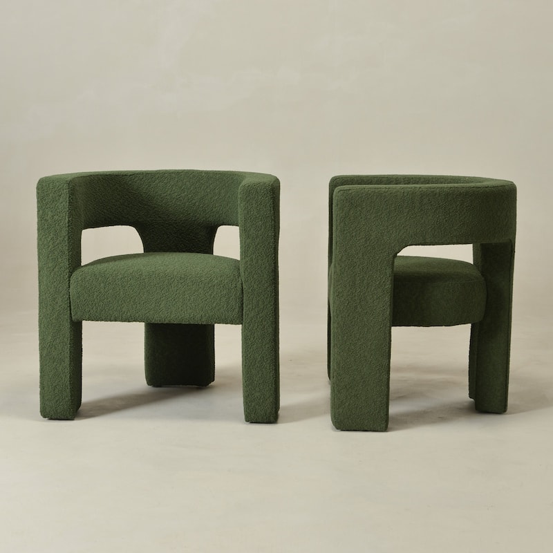 KINWELL 28" Wide Boucle Upholstered Square Armchair (Set of 2)