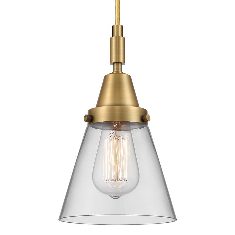 Innovations Lighting 447-1P-G62 Cone 6" Wide Mini Pendant with Clear - Brushed Brass