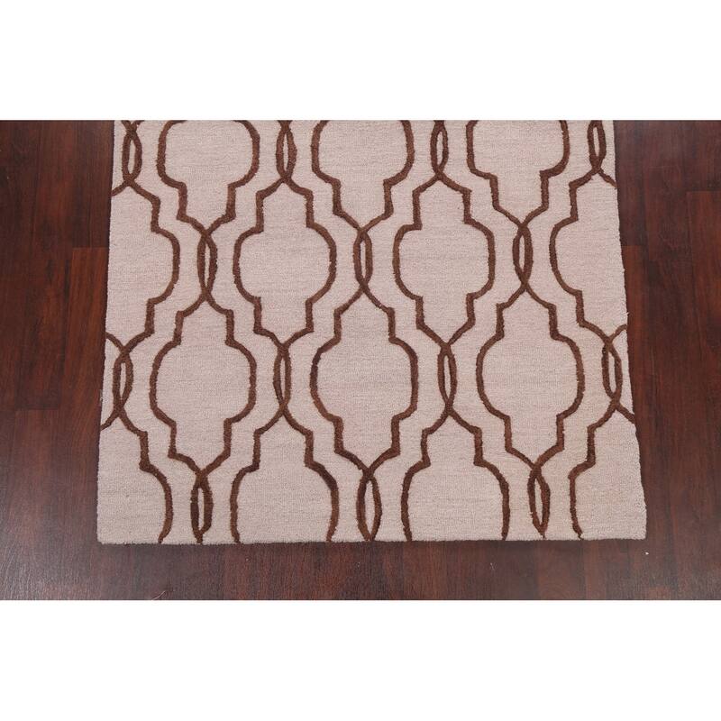 Trellis Geometric Contemporary Oriental Wool Area Rug Hand-tufted - 5'0" x 8'0"