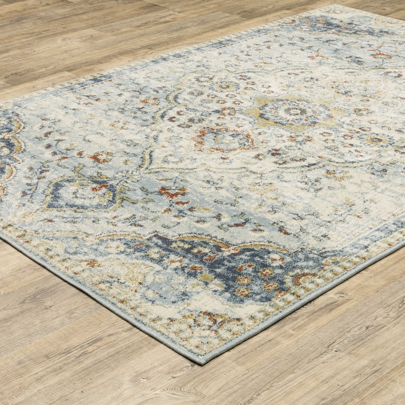 Style Haven Bassel Vintage Medallion Blue/ Multi Indoor Area Rug