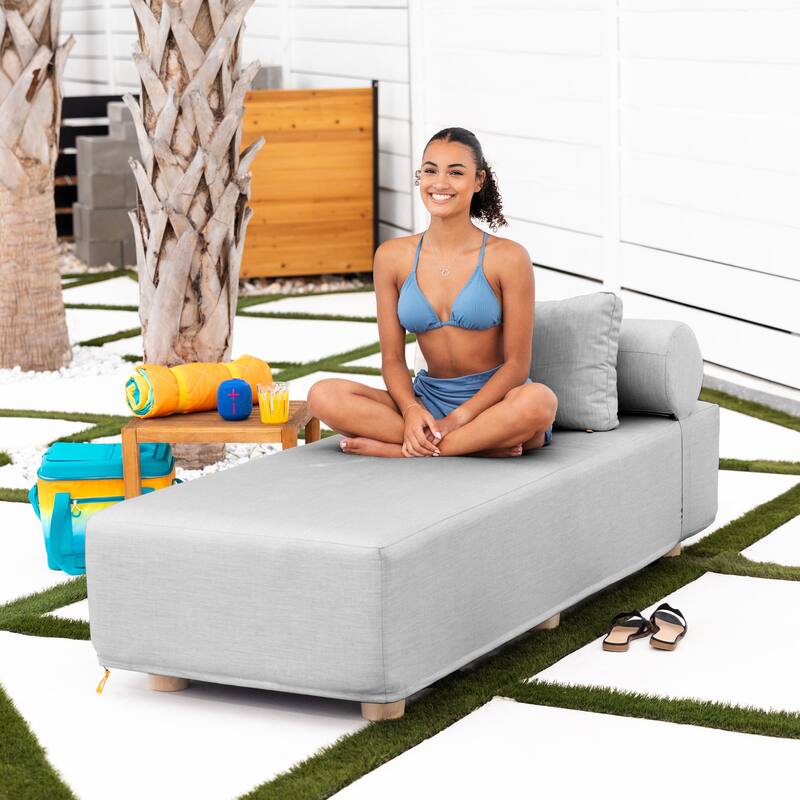 Jaxx Alvy Outdoor Sun Lounger - Luxurious Sunbed with Wood Feet Sunbrella