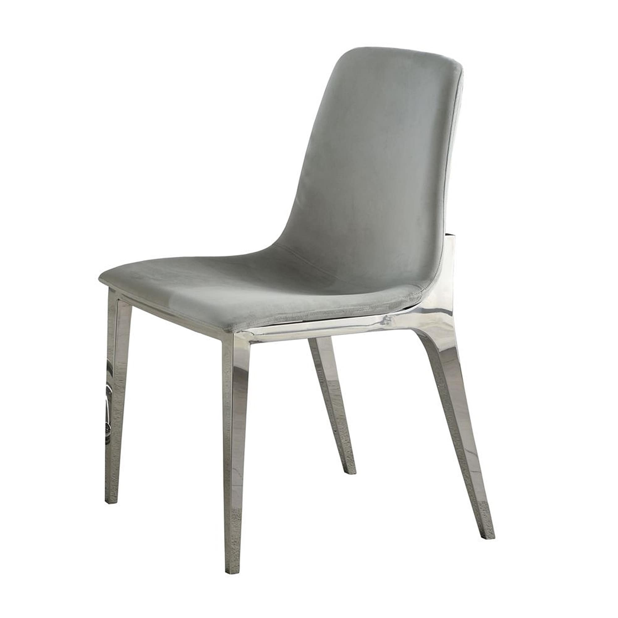 Jamison Modern Light Grey Velvet Stainless Steel Dining Chairs