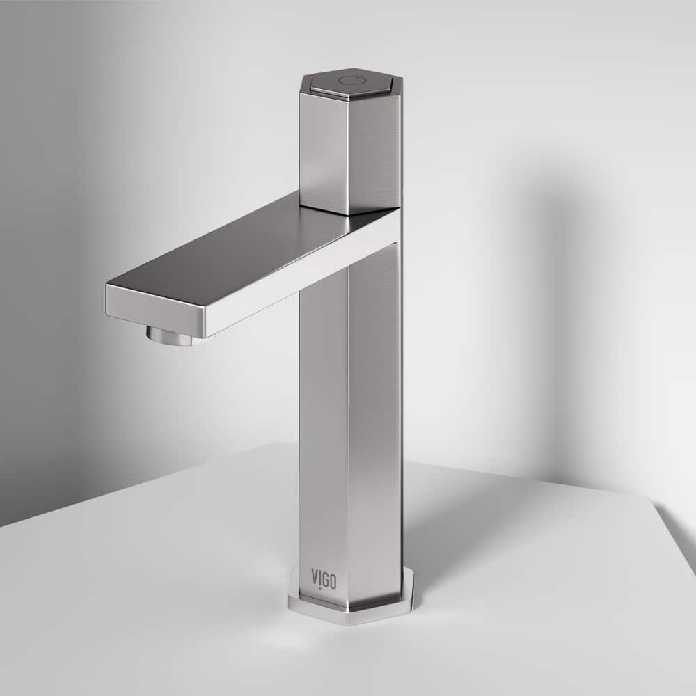 VIGO Nova 8" H Button Operated Single Hole Bathroom Faucet