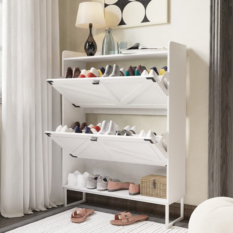 Shoe Cabinet with 2 Flip Drawers Shoe Storage Cabinet for Entryway Freestanding