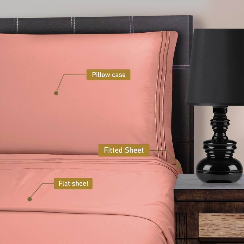 Superior Wrinkle-resistant Embroidered Microfiber Deep Sheet Set