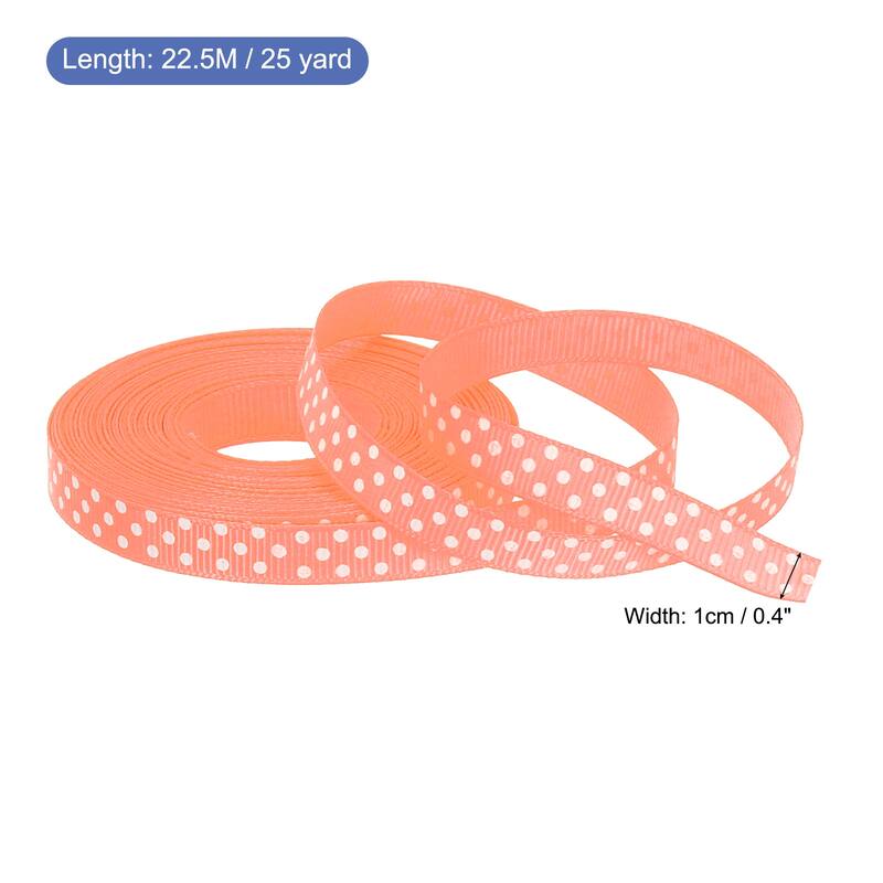 Grosgrain Ribbons with Dots Ribbon Bow Decoration - Light Orange - 25 Yards 3/8 Inch