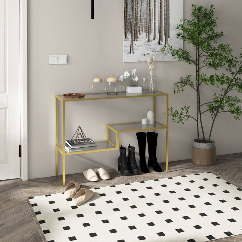 Console Table, Tempered Glass Behind Sofa Table
