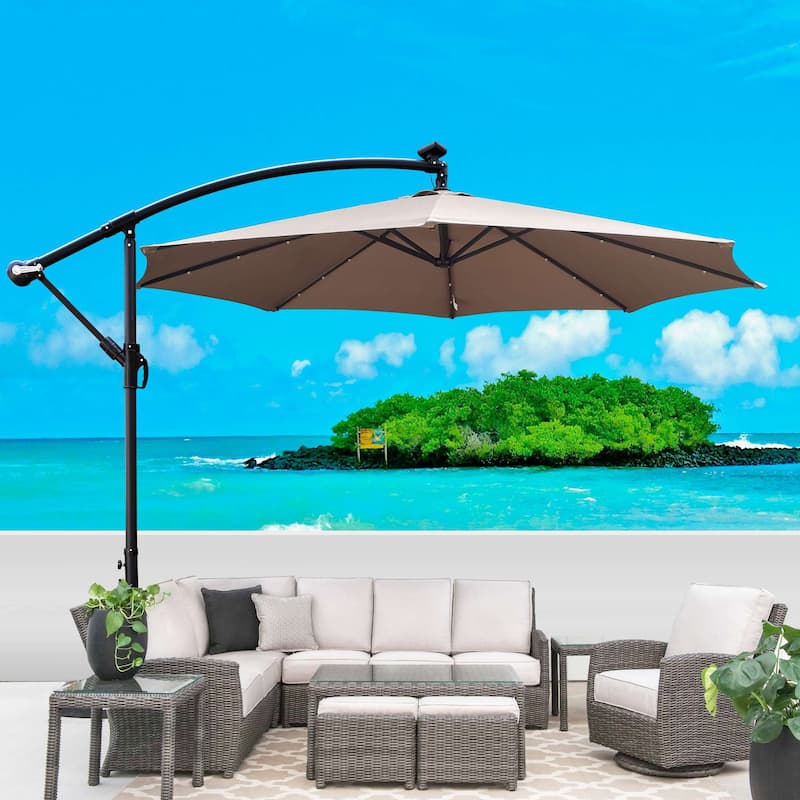 Waterproof 10 ft Market Umbrella with LED Lights