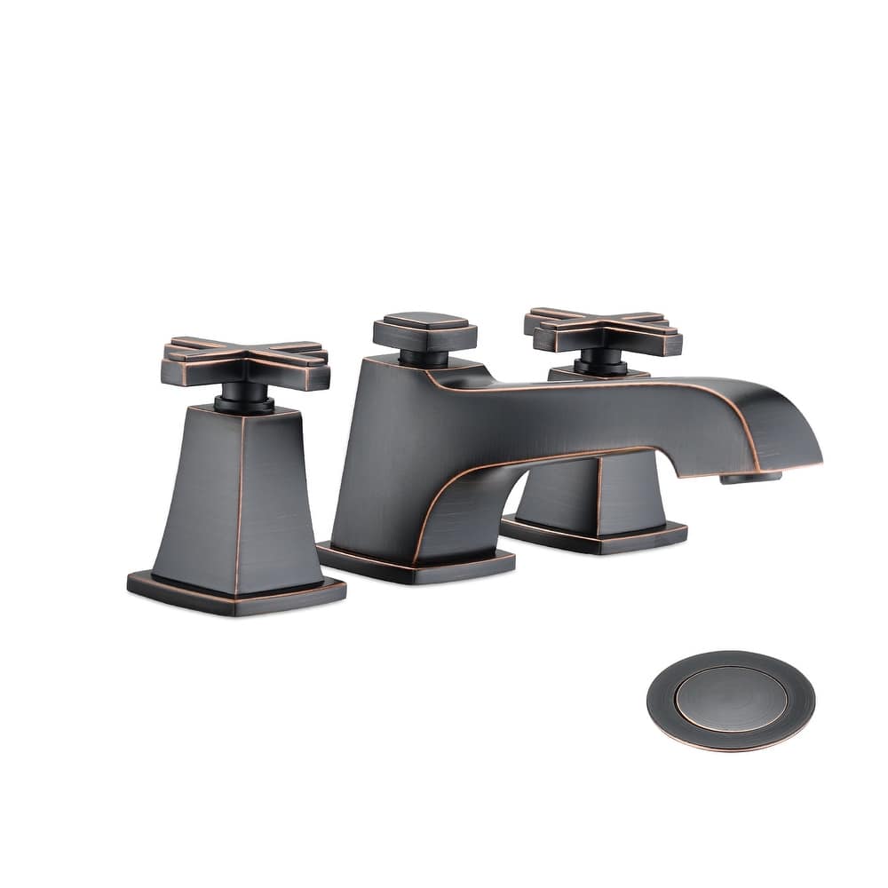 YASINU Two Handles Widespread Cross Handle Bathroom Faucet with Drain