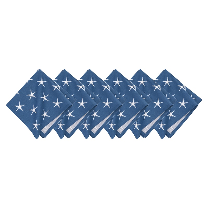 18" x 18" Red White and Waves Cotton Patriotic Napkin Machine Washable Set of 6