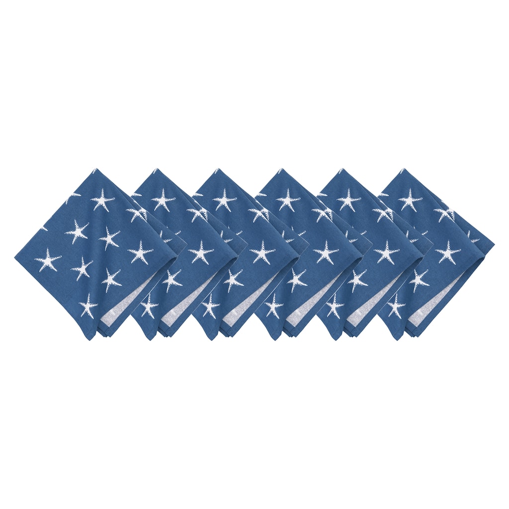 18" x 18" Red White and Waves Cotton Patriotic Napkin Machine Washable Set of 6