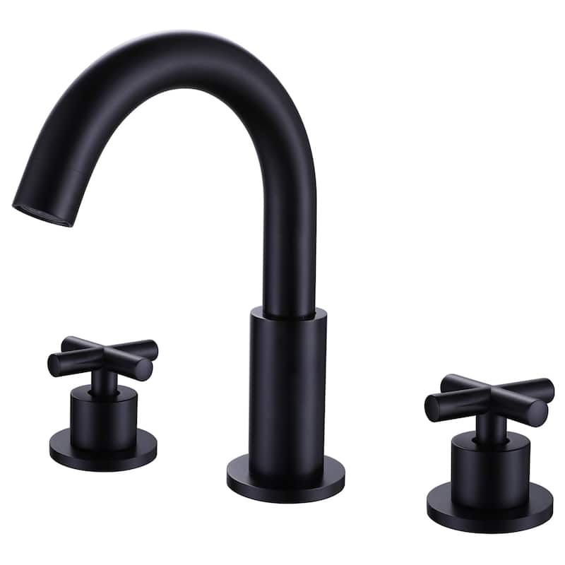 Modland 3-Hole Bathroom Faucet with 360-degree Swivel Spout & CEC Certified, Gold/Black/Nickel - Matte Black