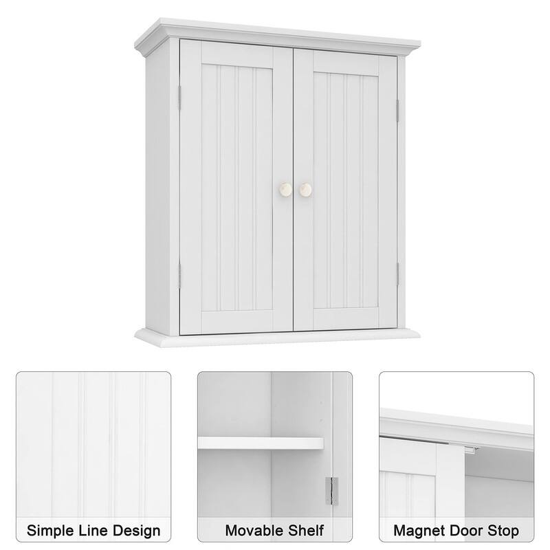 Bathroom Wall Cabinet, Over The Toilet Space Saver Storage Cabinet - 8.8"D x 21.1"W x 24"H