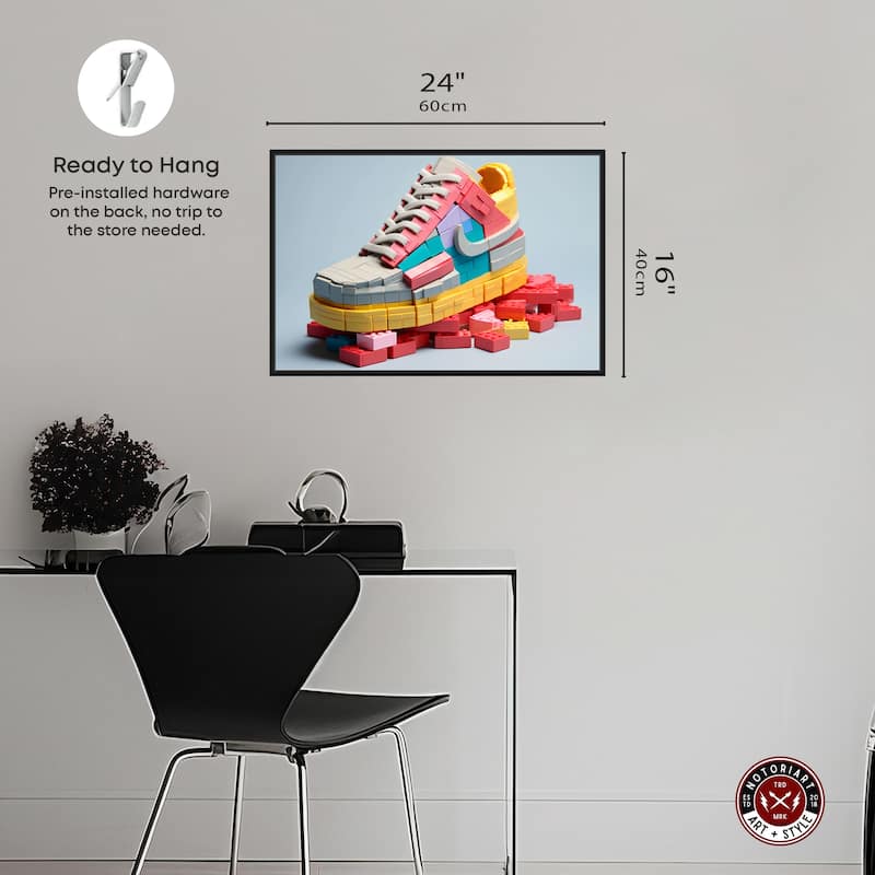 Notoriart Toy Sneaker Pastel Framed Sneaker 1 Piece Canvas Wall Art