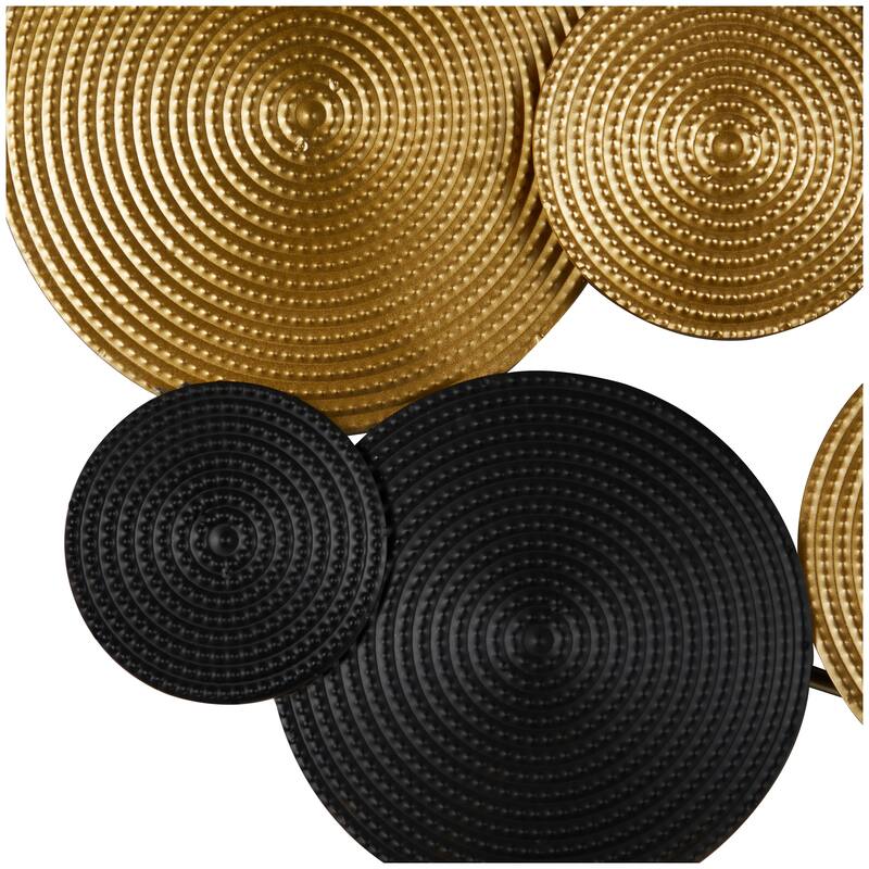 CosmoLiving by Cosmopolitan Metal Plate Wall Decor with Textured Circles - Gold or Black