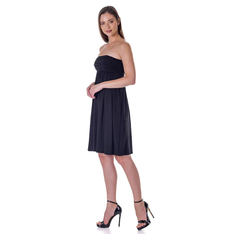 24seven Comfort Apparel Strapless Empire Waist Mini Dress