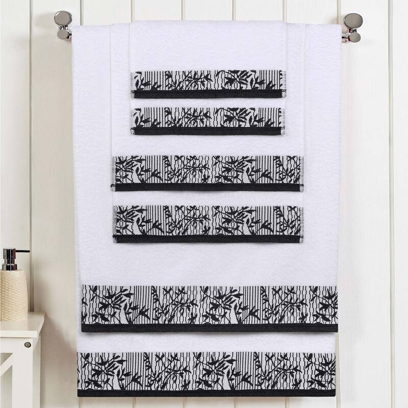 Superior Wisteria Cotton Floral Jacquard 6 Piece Bathroom Towel Set