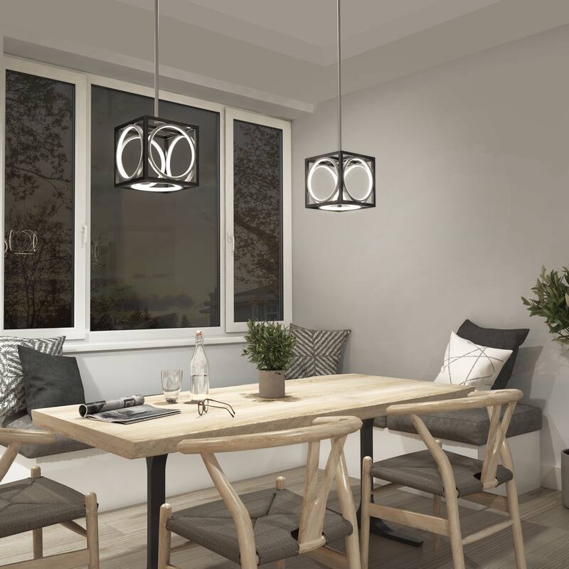 Artika Astoria LED Pendant Ceiling Light, Black & Brushed Nickel