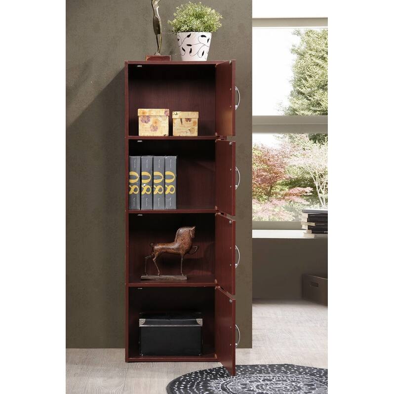 Hodedah 4-Shelf, 4-Door Bookcase
