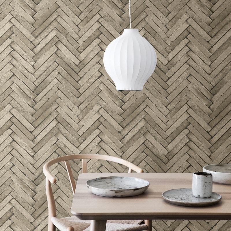Brewster Arrow Neutral Diagonal Slate Wallpaper - 20.5in x 396in x 0.025in