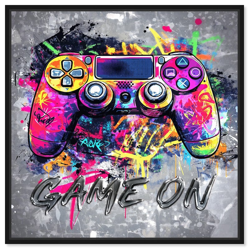 Game On Canvas by Art Remedy - Black - 30" x 30"