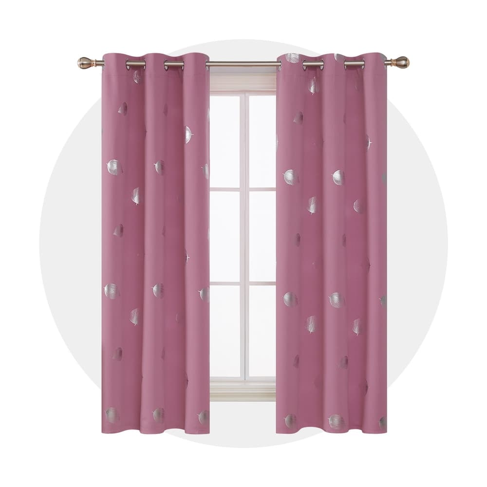 Silver Leaf Print Room Darkening 2 Panels