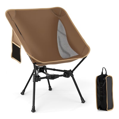 Coffee-Black Aluminum Camping Chair with Mesh Oxford Seat and Carry Bag