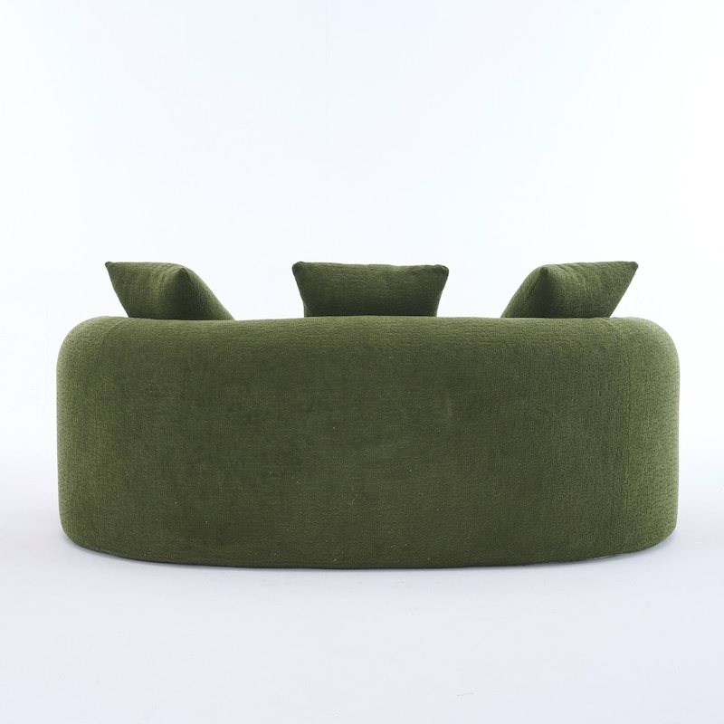 30D Chenille No-Assembly Compact Curved Loveseat Full Compression Sponge Sofa