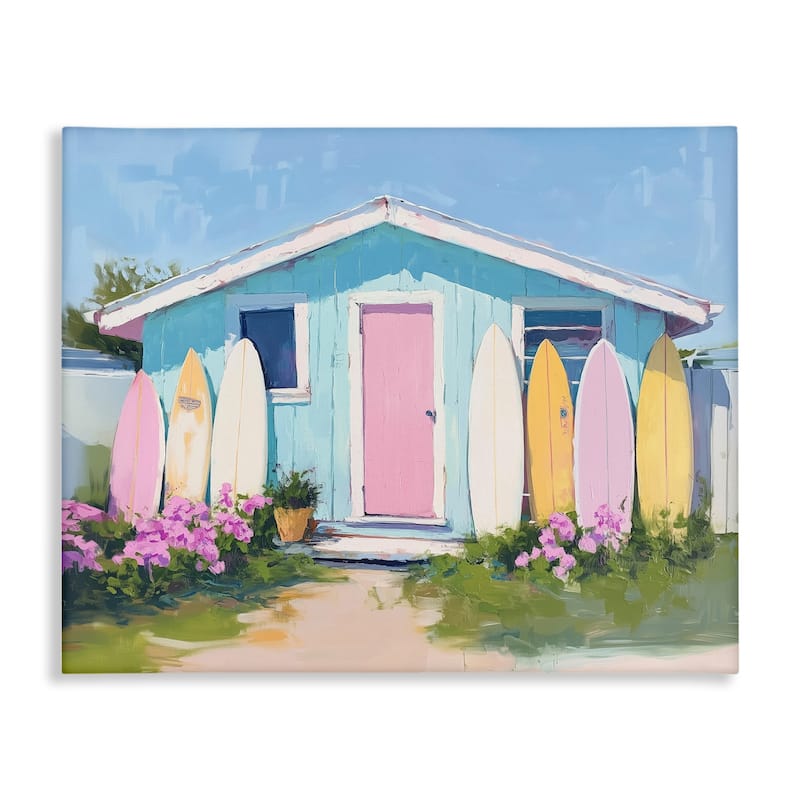 Stupell Cabin with Pastel Surfboards Canvas Wall Art Design By Arlington Prints - 48 x 36
