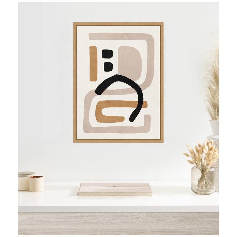Kate and Laurel Sylvie Neutral Abstract 2 Minimal Modern Art Framed Canvas by July Art Prints